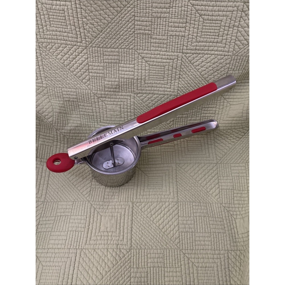Bellemain 15 oz Large Potato Ricer Silver Chrome Stainless Red Handle Easy Use